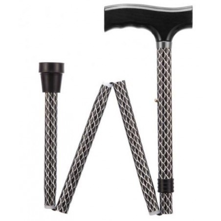 Etched Black Adjustable Folding Walking Stick