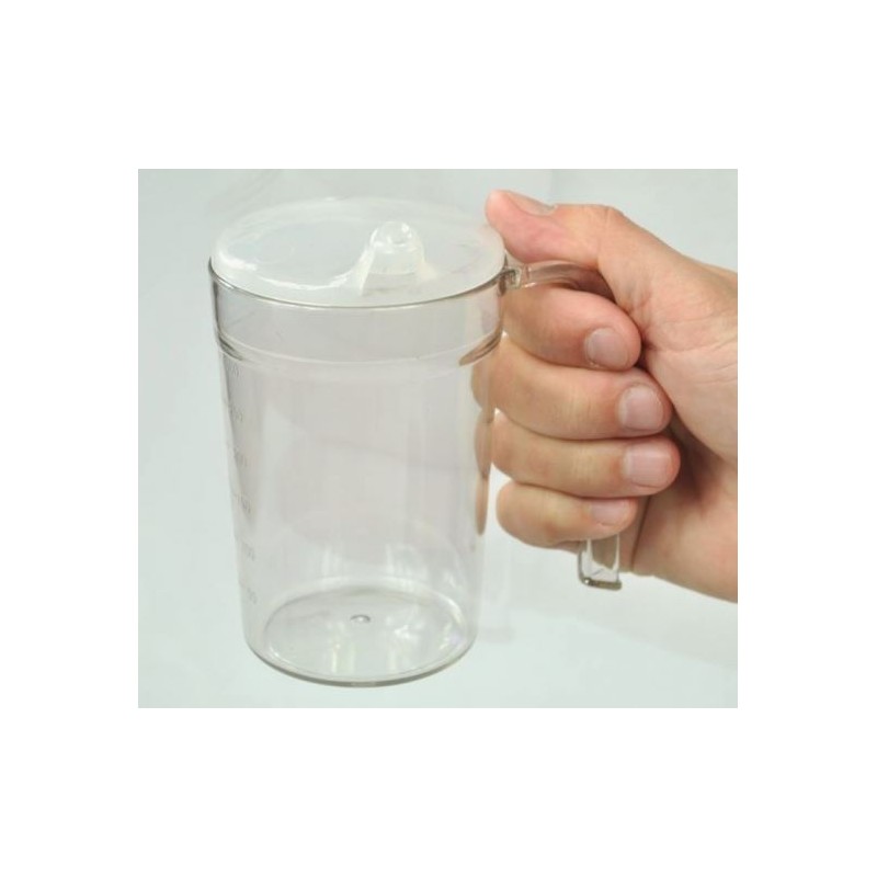 CLEAR DRINKING CUP WITH HANDLE & 2 LIDS